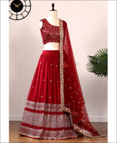 VF - Ineffable Maroon Georgette Sequence Lehenga Choli